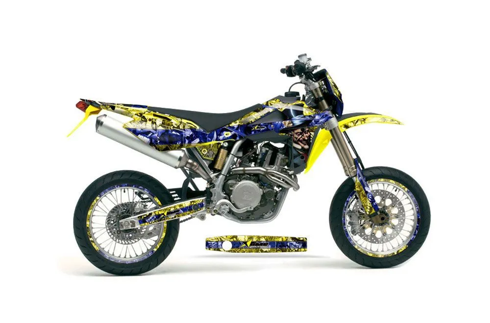 Husqvarna SM / SMR 450 / 530 Dirt Bike Graphic Kit - 2005-2010 Mad Hatter Yellow
