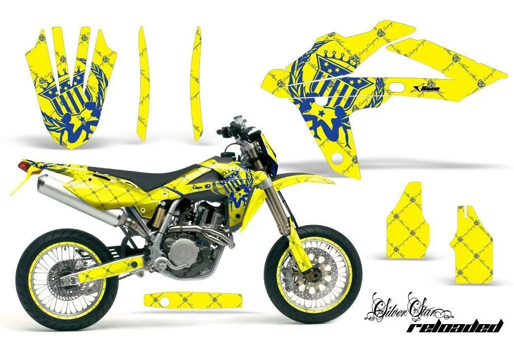 Husqvarna SM / SMR 450 / 530 Dirt Bike Graphic Kit - 2005-2010 Silver Star - Reloaded Yellow