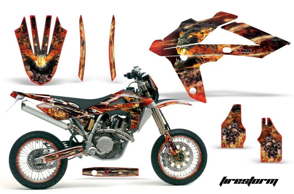 Husqvarna TC / TE 250 Dirt Bike Graphic Kit - 2005-2008 Firestorm Red