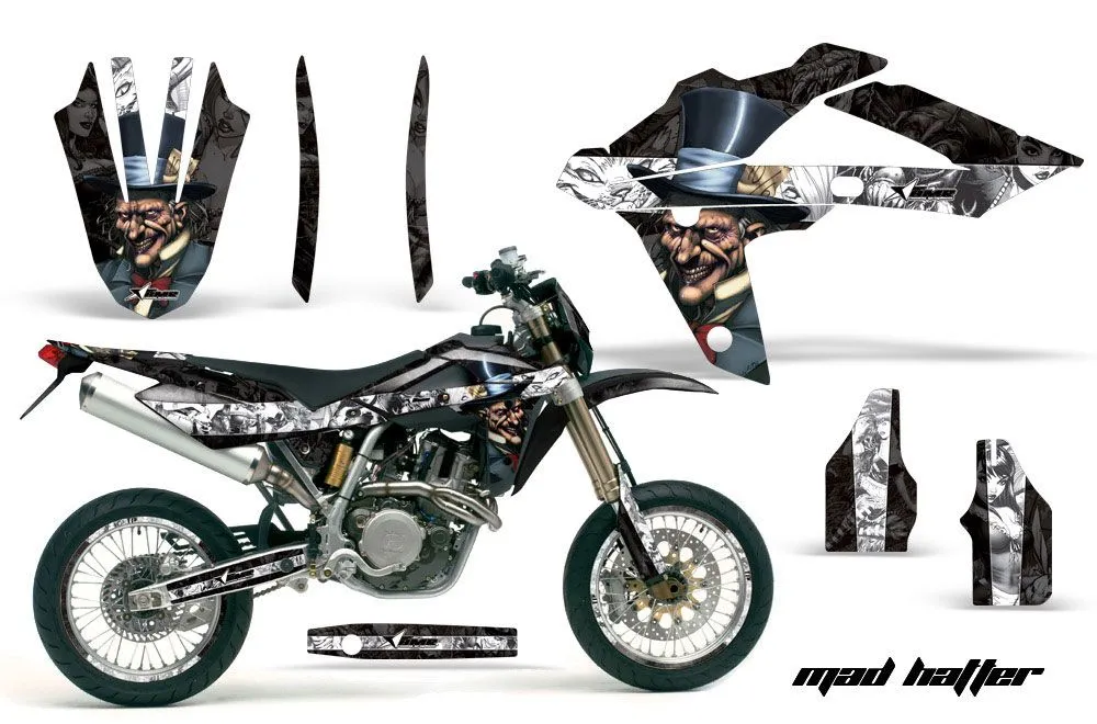 Husqvarna TC / TE 250 Dirt Bike Graphic Kit - 2005-2008 Mad Hatter Black