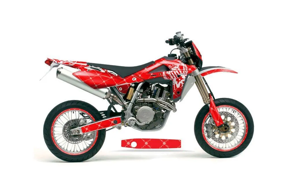 Husqvarna TC / TE 250 Dirt Bike Graphic Kit - 2005-2008 Silver Star - Reloaded Red