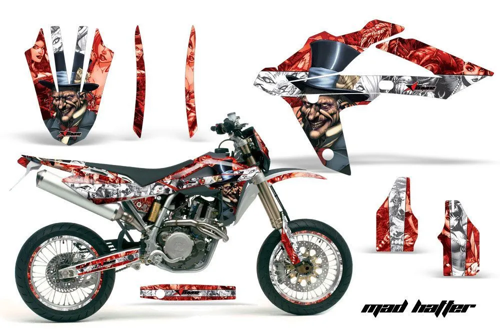Husqvarna TC / TE 450 Dirt Bike Graphic Kit - 2005-2010 Mad Hatter Red