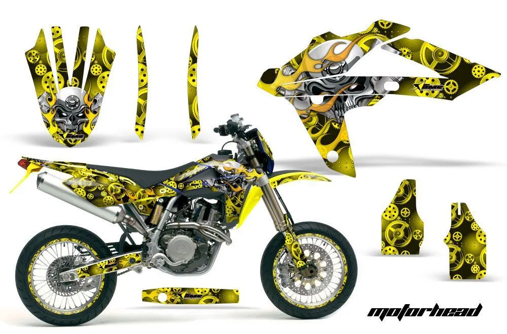 Husqvarna TC / TE 450 Dirt Bike Graphic Kit - 2005-2010 Motorhead Yellow