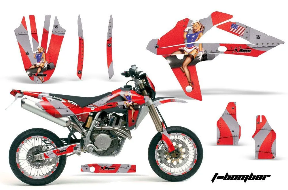 Husqvarna TC / TE 450 Dirt Bike Graphic Kit - 2005-2010 T Bomber Red