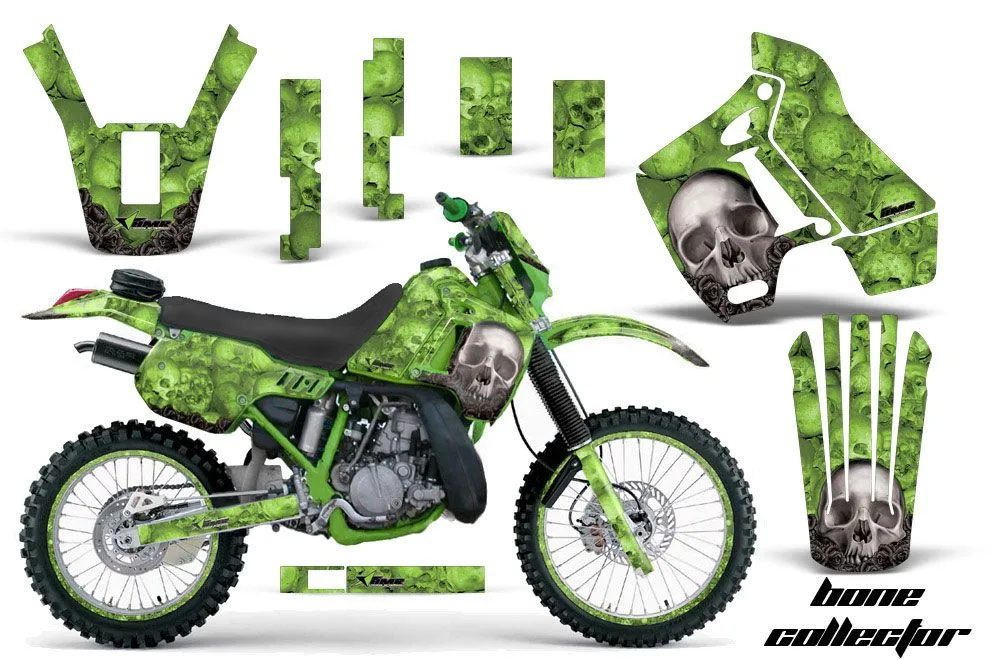 Kawasaki KDX200 Dirt Bike Graphic Kit - 1989-1994 Bone Collector Green
