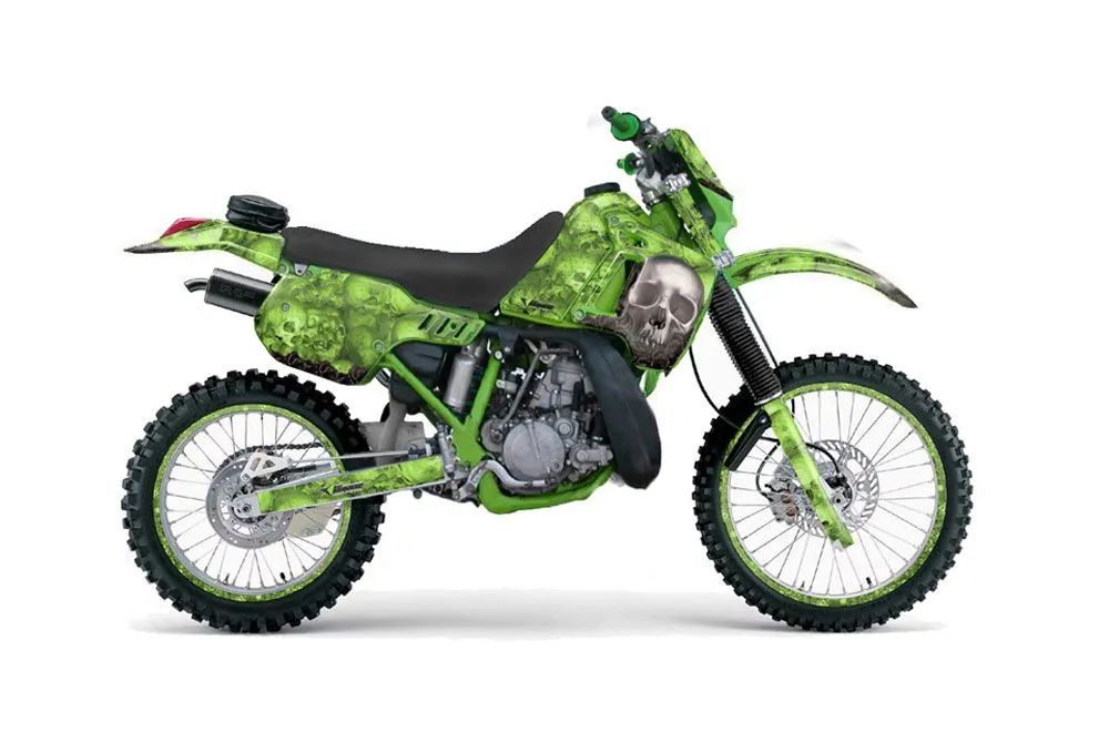 Kawasaki KDX200 Dirt Bike Graphic Kit - 1989-1994 Bone Collector Green