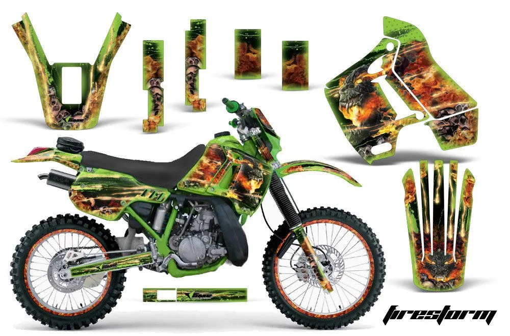 Kawasaki KDX200 Dirt Bike Graphic Kit - 1989-1994 Firestorm Green
