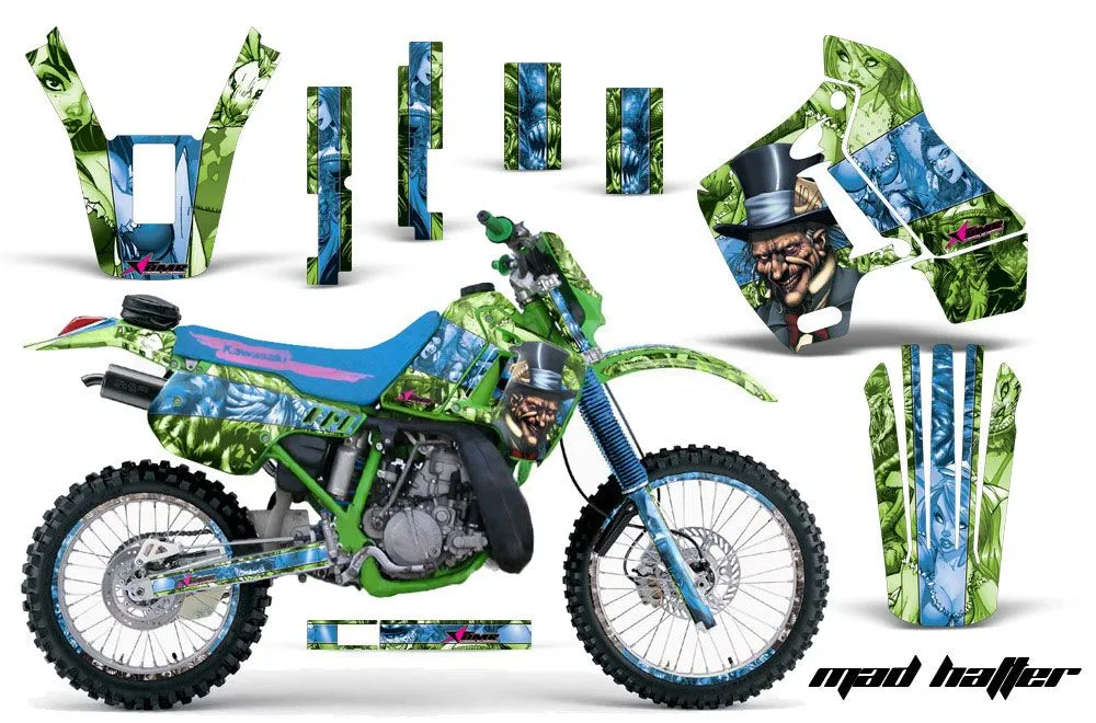 Kawasaki KDX200 Dirt Bike Graphic Kit - 1989-1994 Mad Hatter Green