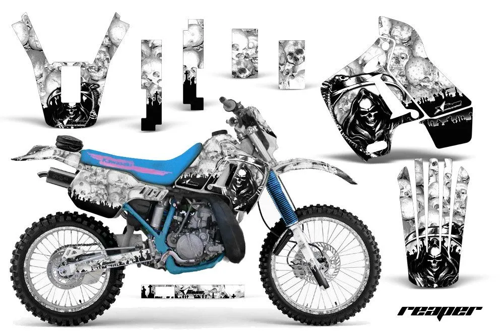 Kawasaki KDX200 Dirt Bike Graphic Kit - 1989-1994 Reaper White