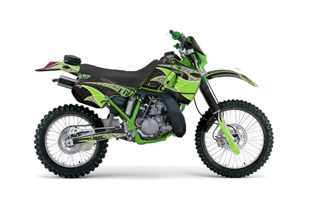 Kawasaki KDX200 Dirt Bike Graphic Kit - 1989-1994 Tribal Flames Green