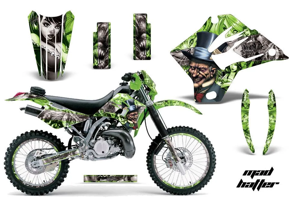 Kawasaki KDX200 Dirt Bike Graphic Kit - 1995-2006 Mad Hatter Green