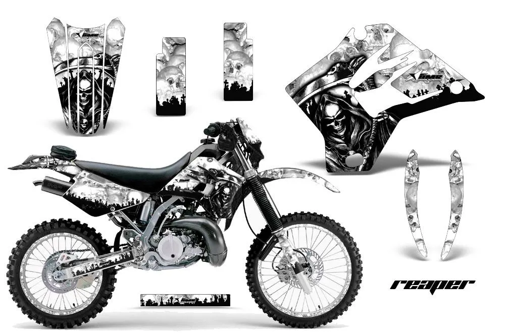 Kawasaki KDX200 Dirt Bike Graphic Kit - 1995-2006 Reaper White