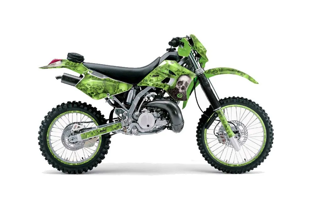 Kawasaki KDX220 Dirt Bike Graphic Kit - 1997-2005 Bone Collector Green
