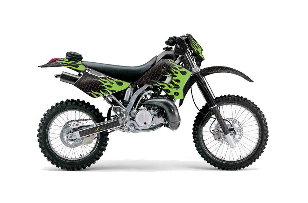 Kawasaki KDX220 Dirt Bike Graphic Kit - 1997-2005 Diamond Flame Green