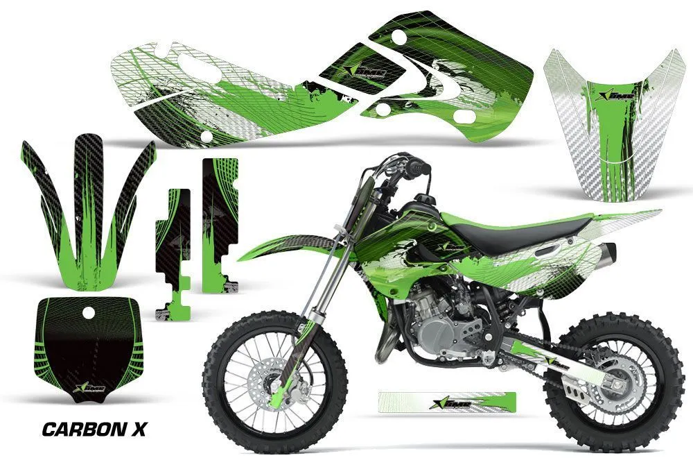 Kawasaki KLX110 Dirt Bike Graphic Kit - 2002-2009 Carbon X Green