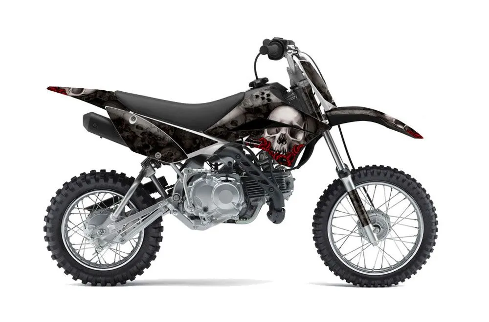 Kawasaki KLX110L Dirt Bike Graphic Kit - 2010-2025 Bone Collector Black