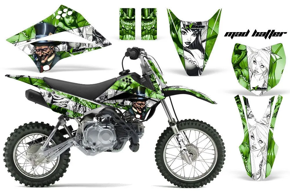 Kawasaki KLX110L Dirt Bike Graphic Kit - 2010-2025 Mad Hatter Green