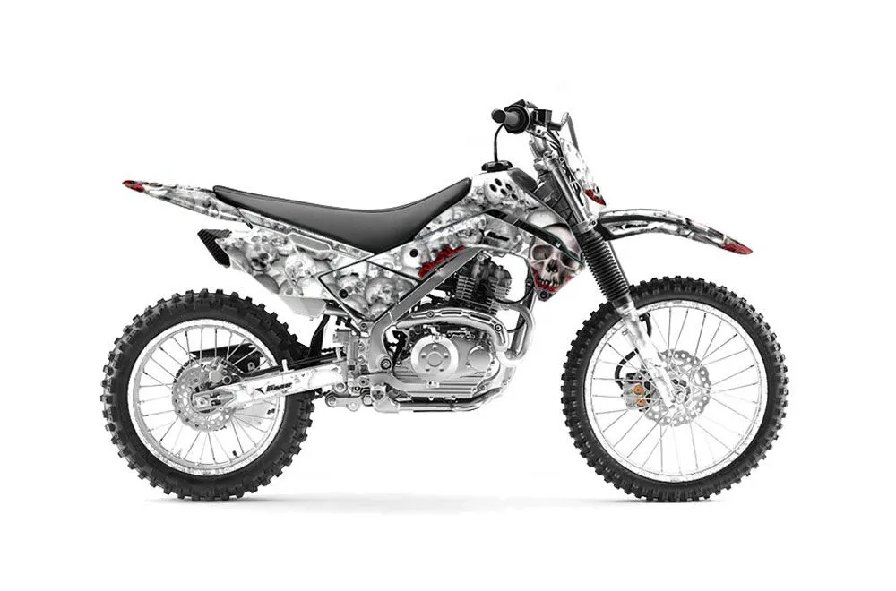 Kawasaki KLX140 Dirt Bike Graphic Kit - 2008-2019 Bone Collector White