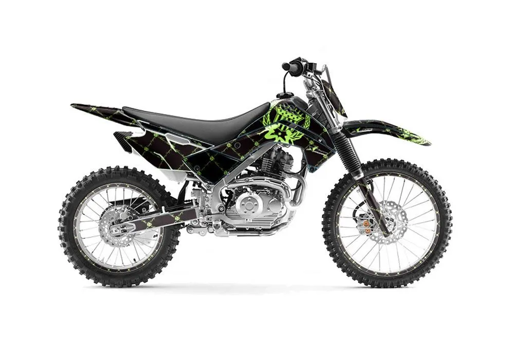 Kawasaki KLX140 Dirt Bike Graphic Kit - 2008-2019 Silver Star - Reloaded Green