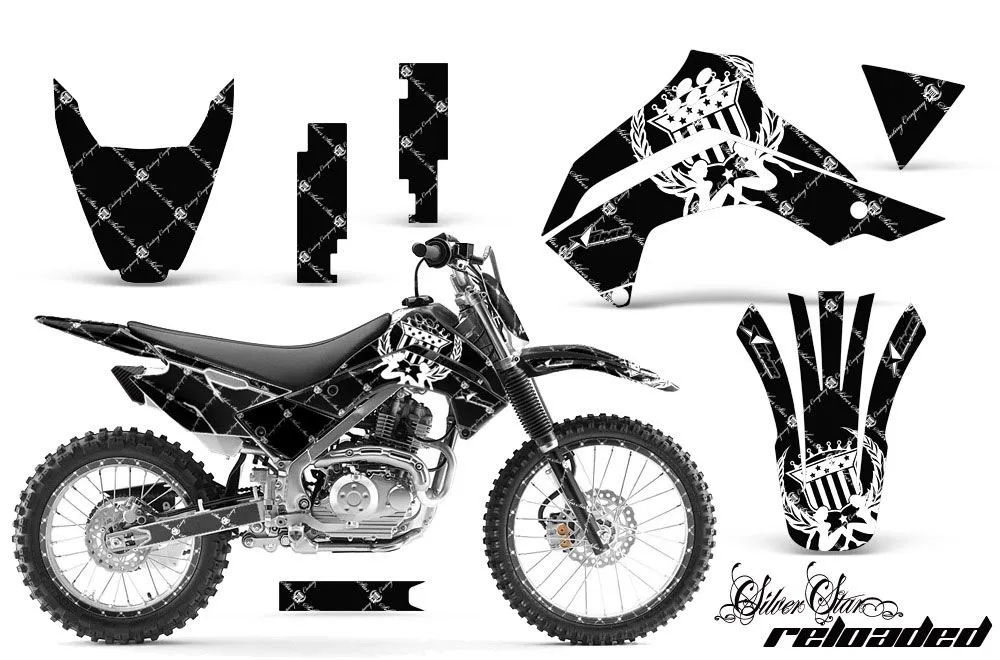 Kawasaki KLX140 Dirt Bike Graphic Kit - 2008-2019 Silver Star - Reloaded White