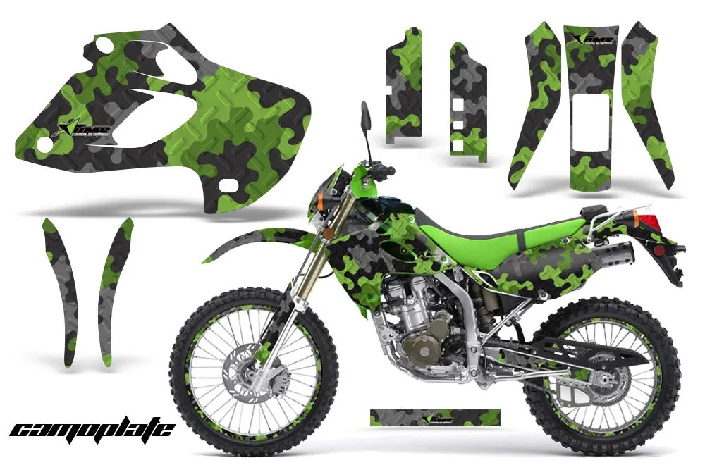 Kawasaki KLX250 Dirt Bike Graphic Kit - 1998-2003 Camoplate Green