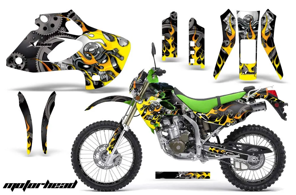 Kawasaki KLX250 Dirt Bike Graphic Kit - 1998-2003 Motorhead Green