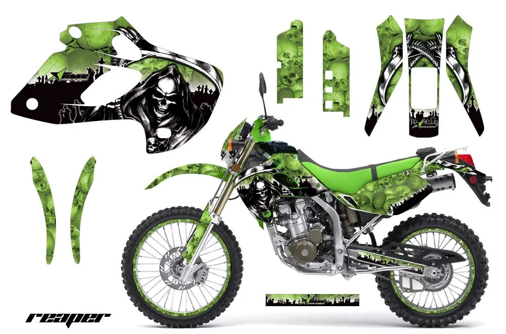 Kawasaki KLX250 Dirt Bike Graphic Kit - 1998-2003 Reaper Green