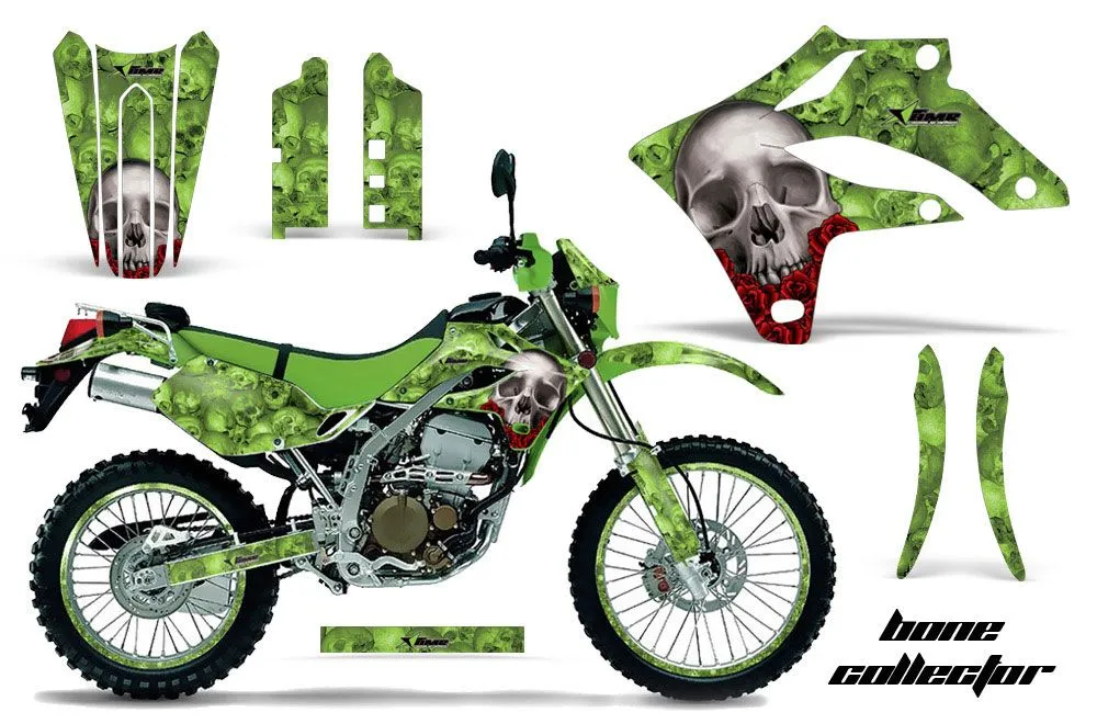 Kawasaki KLX250 Dirt Bike Graphic Kit - 2004-2007 Bone Collector Green