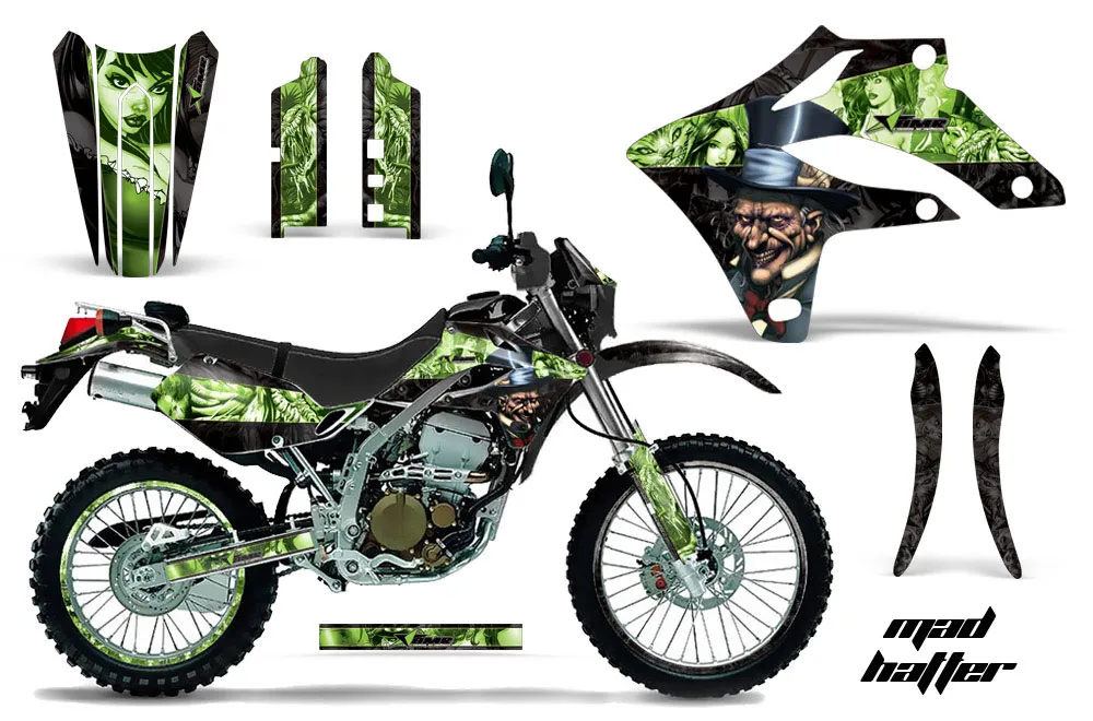 Kawasaki KLX250 Dirt Bike Graphic Kit - 2004-2007 Mad Hatter Green