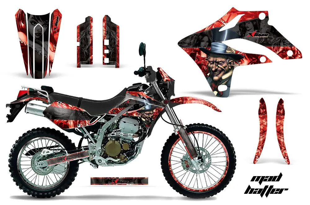 Kawasaki KLX250 Dirt Bike Graphic Kit - 2004-2007 Mad Hatter Red
