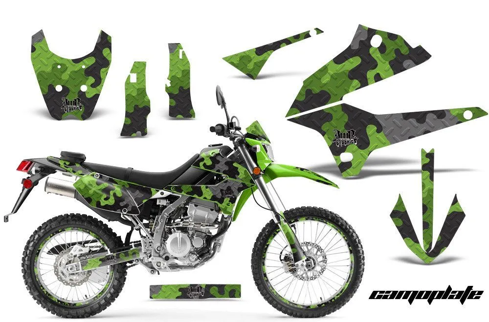Kawasaki KLX250 Enduro Dirt Bike Graphic Kit - 2008-2018 Camoplate Green