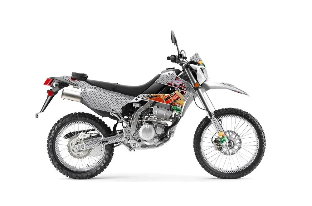 Kawasaki KLX250 Enduro Dirt Bike Graphic Kit - 2008-2018 Vegas Baller Silver