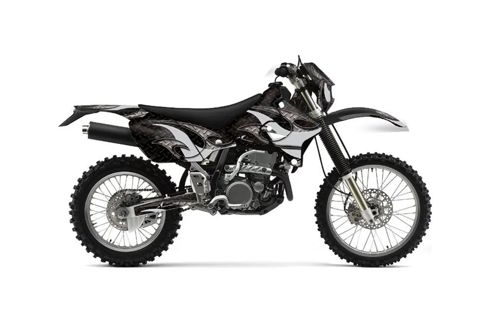 Kawasaki KLX400 Dirt Bike Graphic Kit - 2000-2016 Tribal Flames Silver