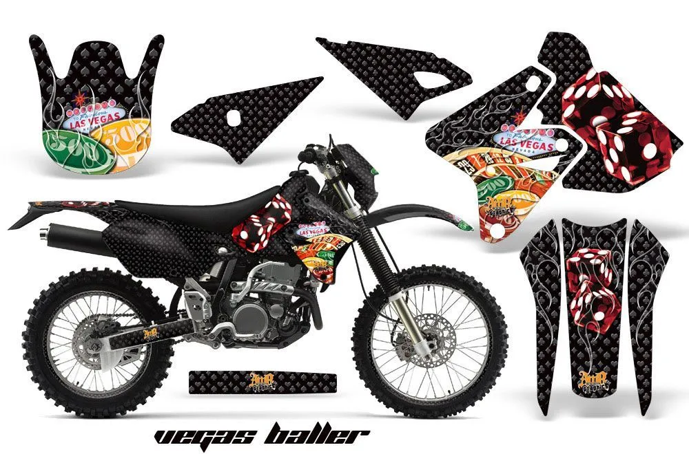 Kawasaki KLX400 Dirt Bike Graphic Kit - 2000-2016 Vegas Baller Black