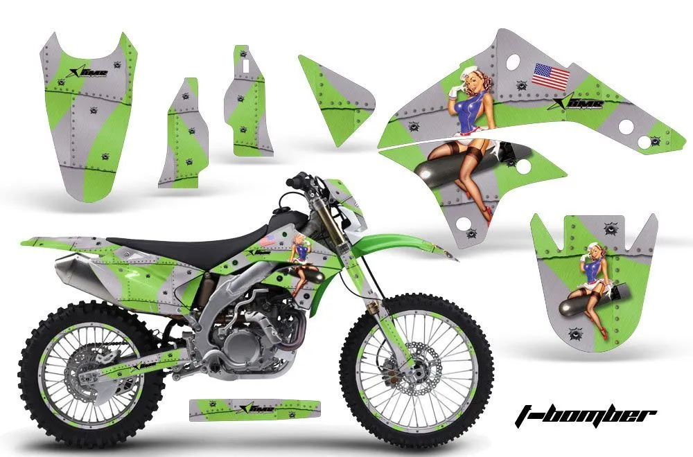 Kawasaki KLX450 Enduro Dirt Bike Graphic Kit - 2008-2022 T Bomber Green
