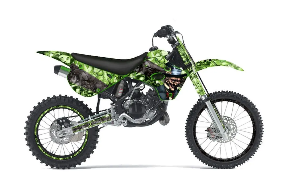Kawasaki KX100 Dirt Bike Graphic Kit - 1995-1997 Mad Hatter Green