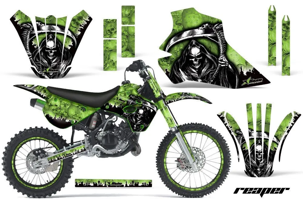 Kawasaki KX100 Dirt Bike Graphic Kit - 1995-1997 Reaper Green