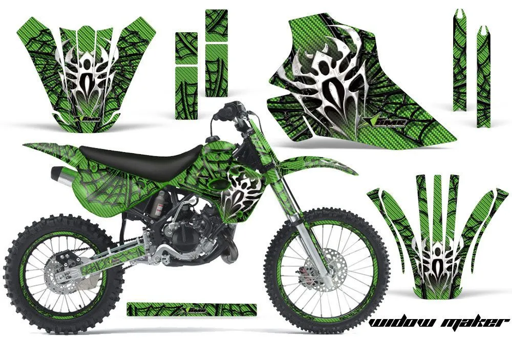 Kawasaki KX100 Dirt Bike Graphic Kit - 1995-1997 Widow Maker Green