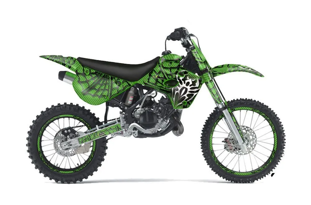 Kawasaki KX100 Dirt Bike Graphic Kit - 1995-1997 Widow Maker Green