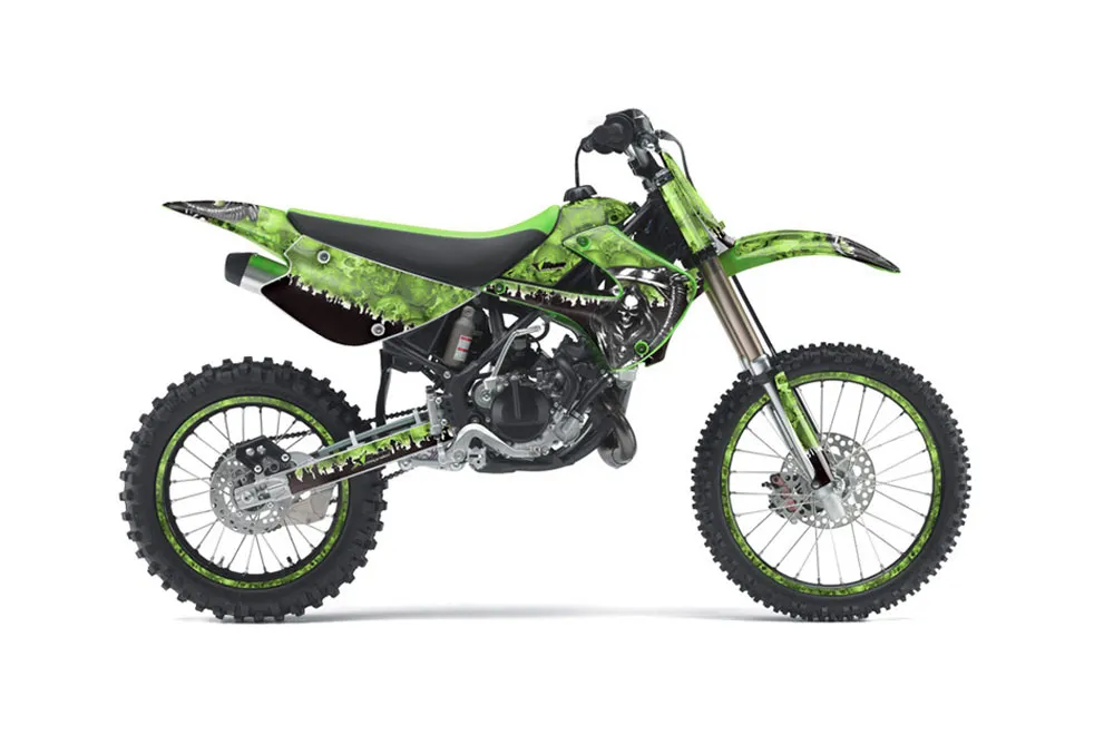 Kawasaki KX100 Dirt Bike Graphic Kit - 2001-2013 Reaper Green