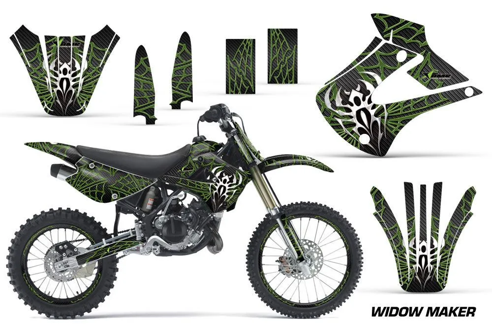 Kawasaki KX100 Dirt Bike Graphic Kit - 2001-2013 Widow Maker Green