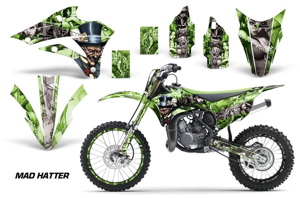 Kawasaki KX100 Dirt Bike Graphic Kit - 2014-2021 Mad Hatter Green