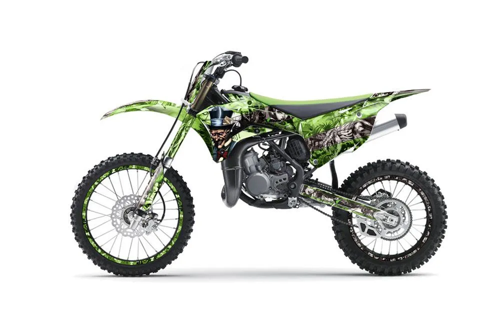 Kawasaki KX100 Dirt Bike Graphic Kit - 2014-2021 Mad Hatter Green