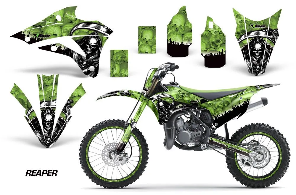 Kawasaki KX100 Dirt Bike Graphic Kit - 2014-2021 Reaper Green