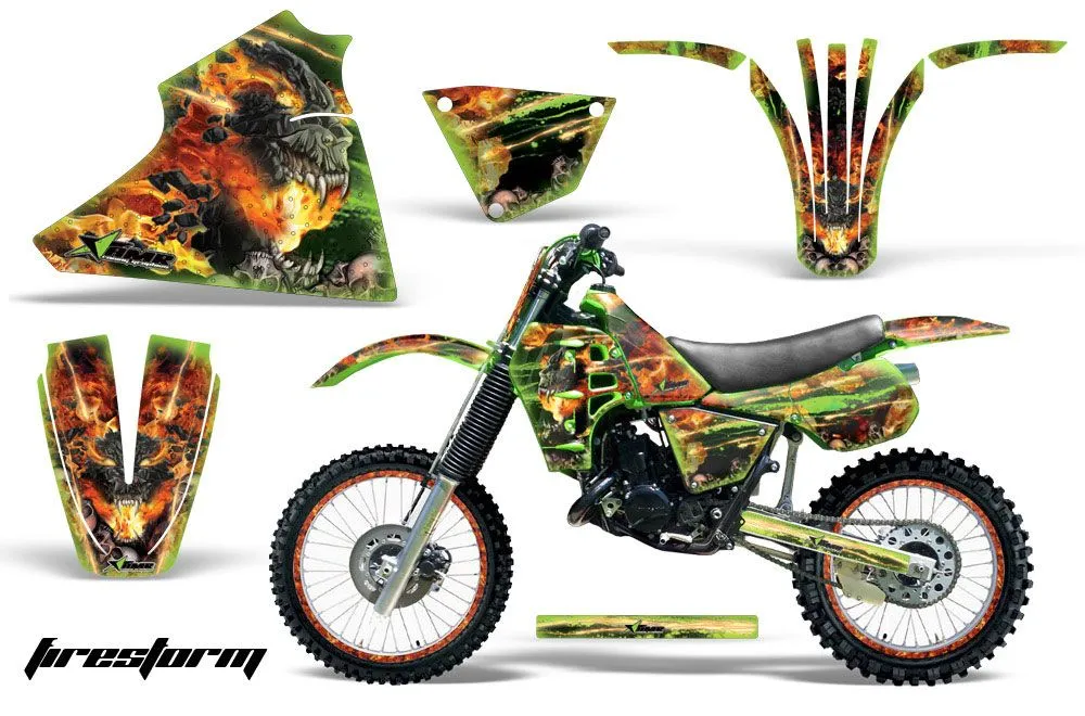Kawasaki KX125 Dirt Bike Graphic Kit - 1983-1985 Firestorm Green