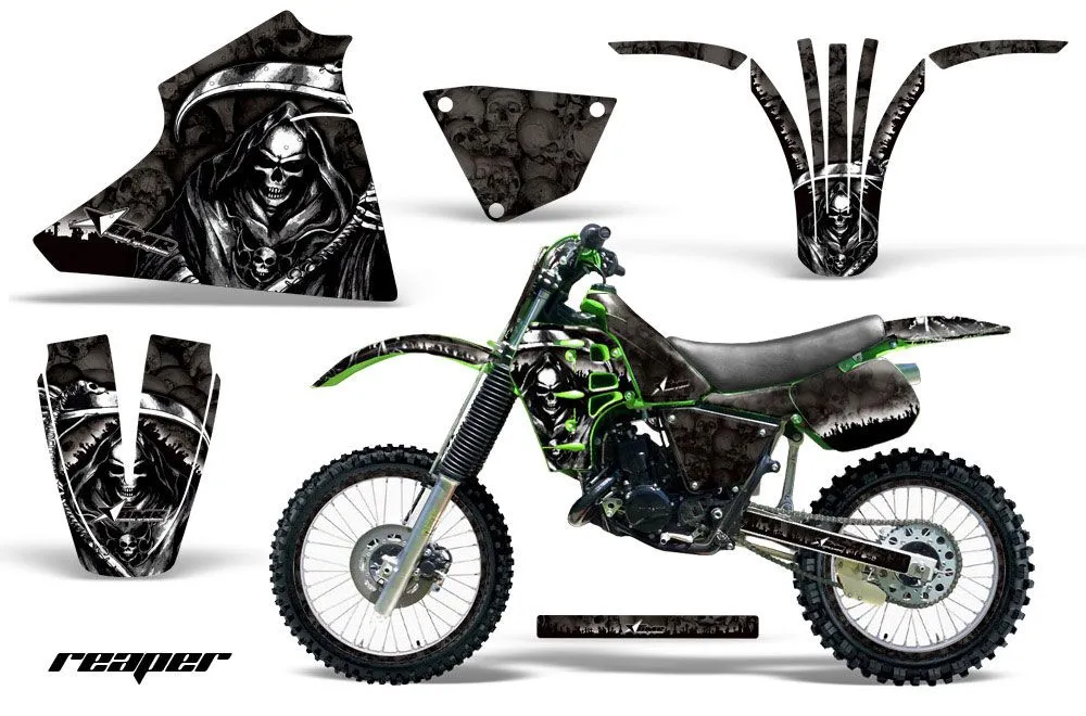 Kawasaki KX125 Dirt Bike Graphic Kit - 1983-1985 Reaper Black