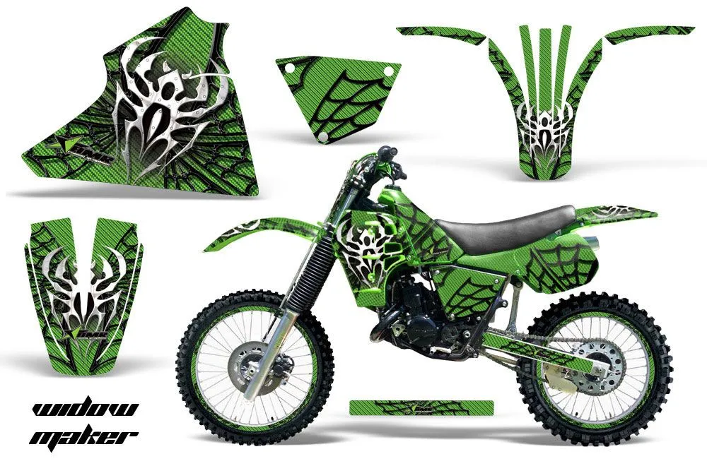 Kawasaki KX125 Dirt Bike Graphic Kit - 1983-1985 Widow Maker Green