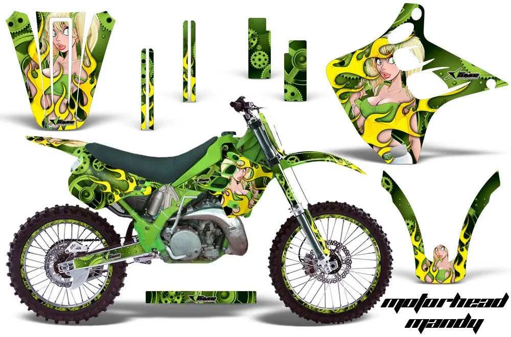 Kawasaki KX125 Dirt Bike Graphic Kit - 1990-1991 Motorhead Mandy Green