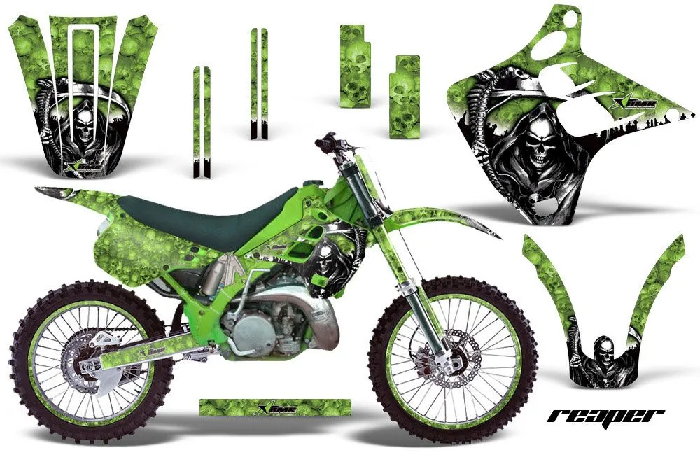 Kawasaki KX125 Dirt Bike Graphic Kit - 1990-1991 Reaper Green