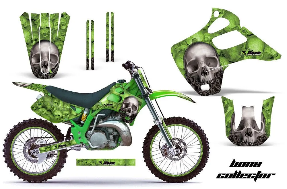 Kawasaki KX125 Dirt Bike Graphic Kit - 1992-1993 Bone Collector Green